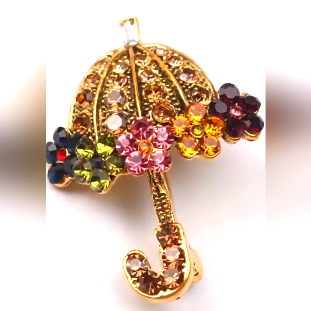 BROOCH UMBRELLA VINTAGE LOOK FASHIONABLE ACCESSORY JEWELRY